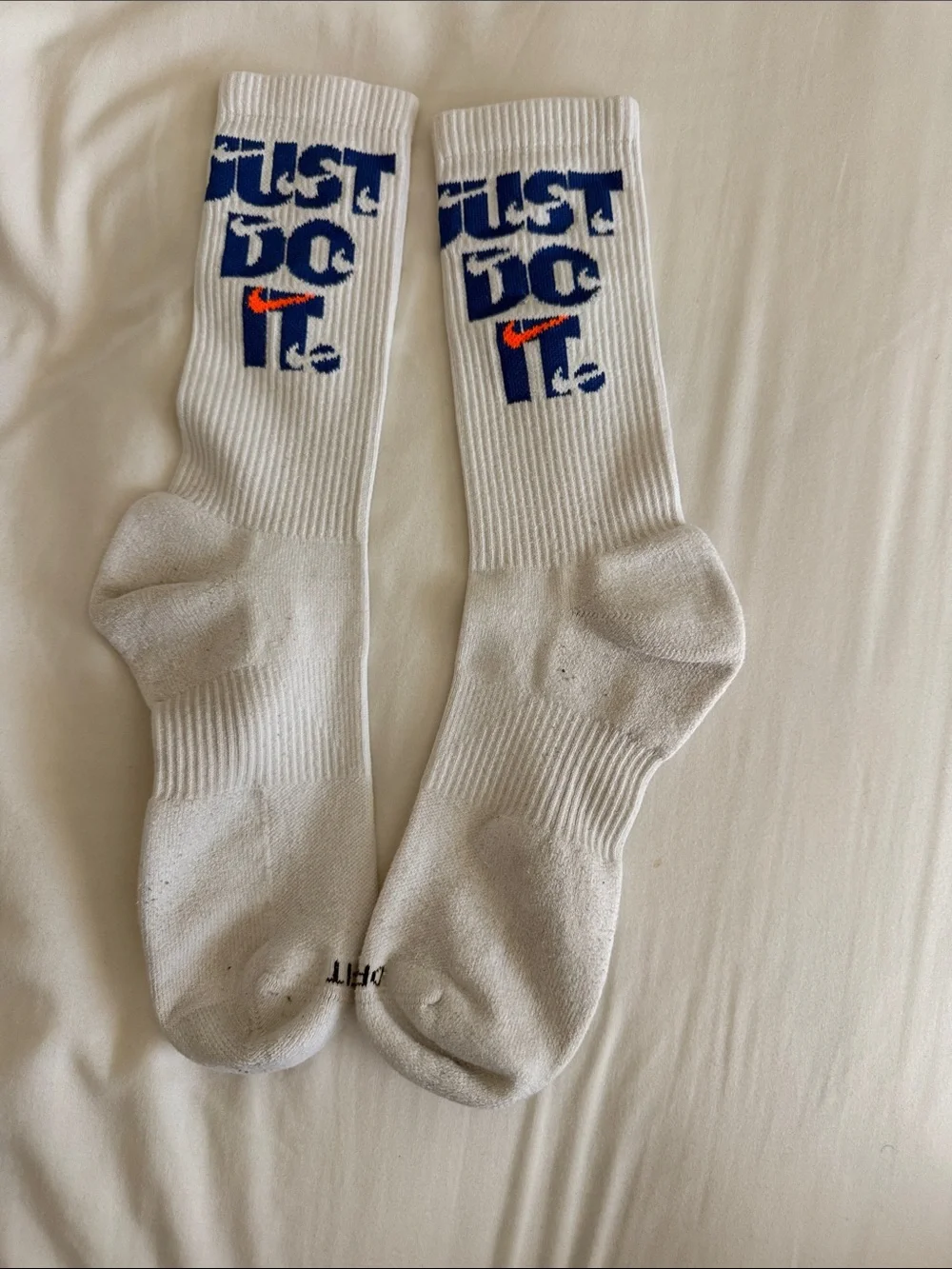 Nike White Crew Athletic Socks Trio with Multicolor Swoosh & Logo